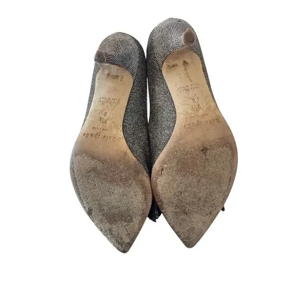 Kate Spade Womens Juliette Bow Toe Dress Pumps Sparkly Wedding Evening SIZE 7.5 - Picture 6 of 11